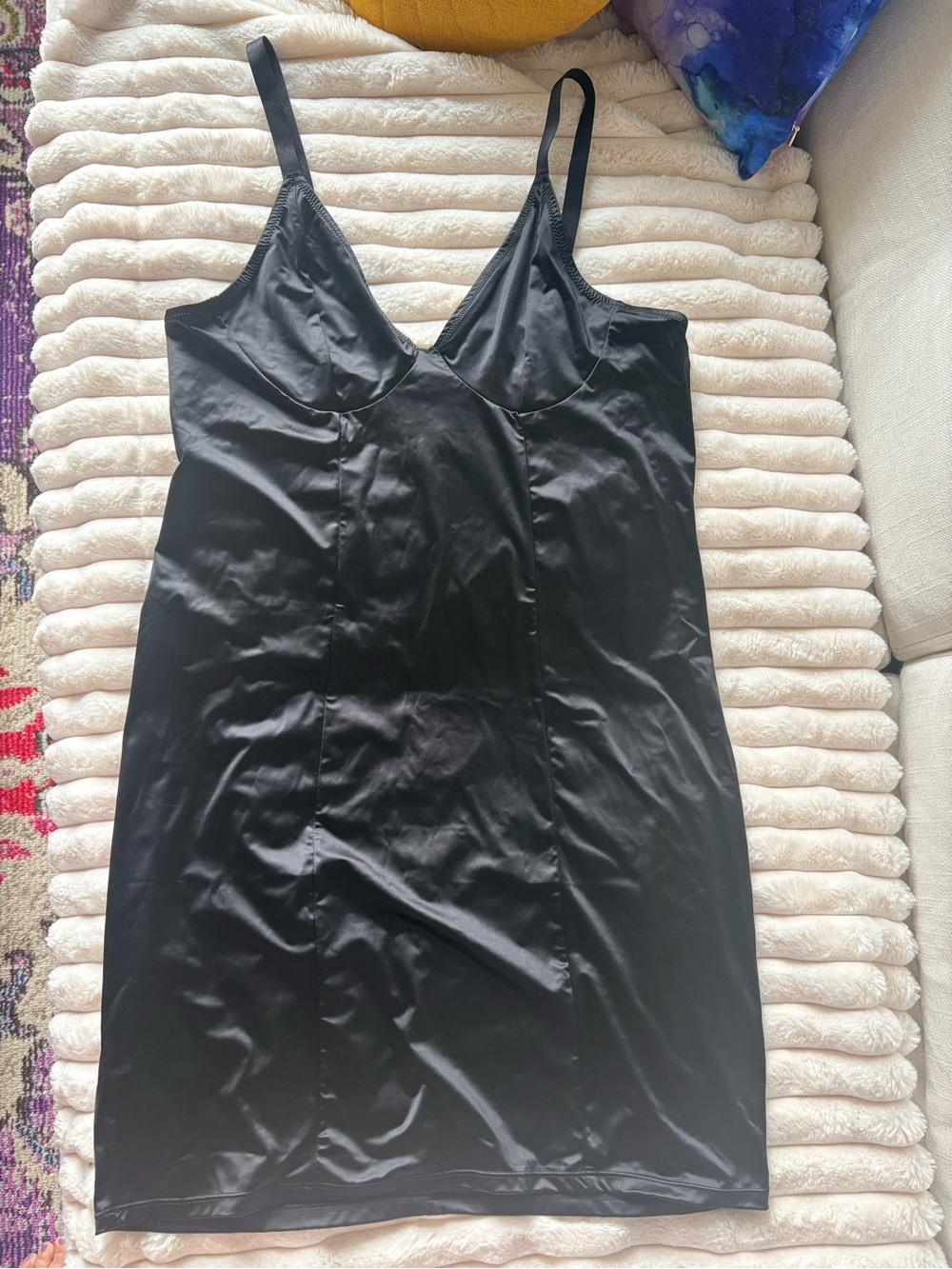 Blush Lingerie NWOT Black Satin Slip Dress